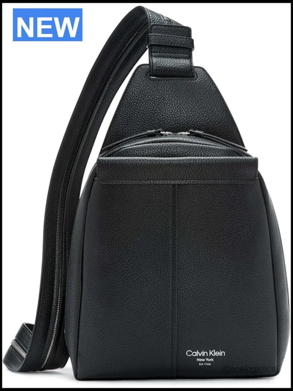 Vegan Leather Convertible Sling Backpack, 2 Pockets, Zip Closure